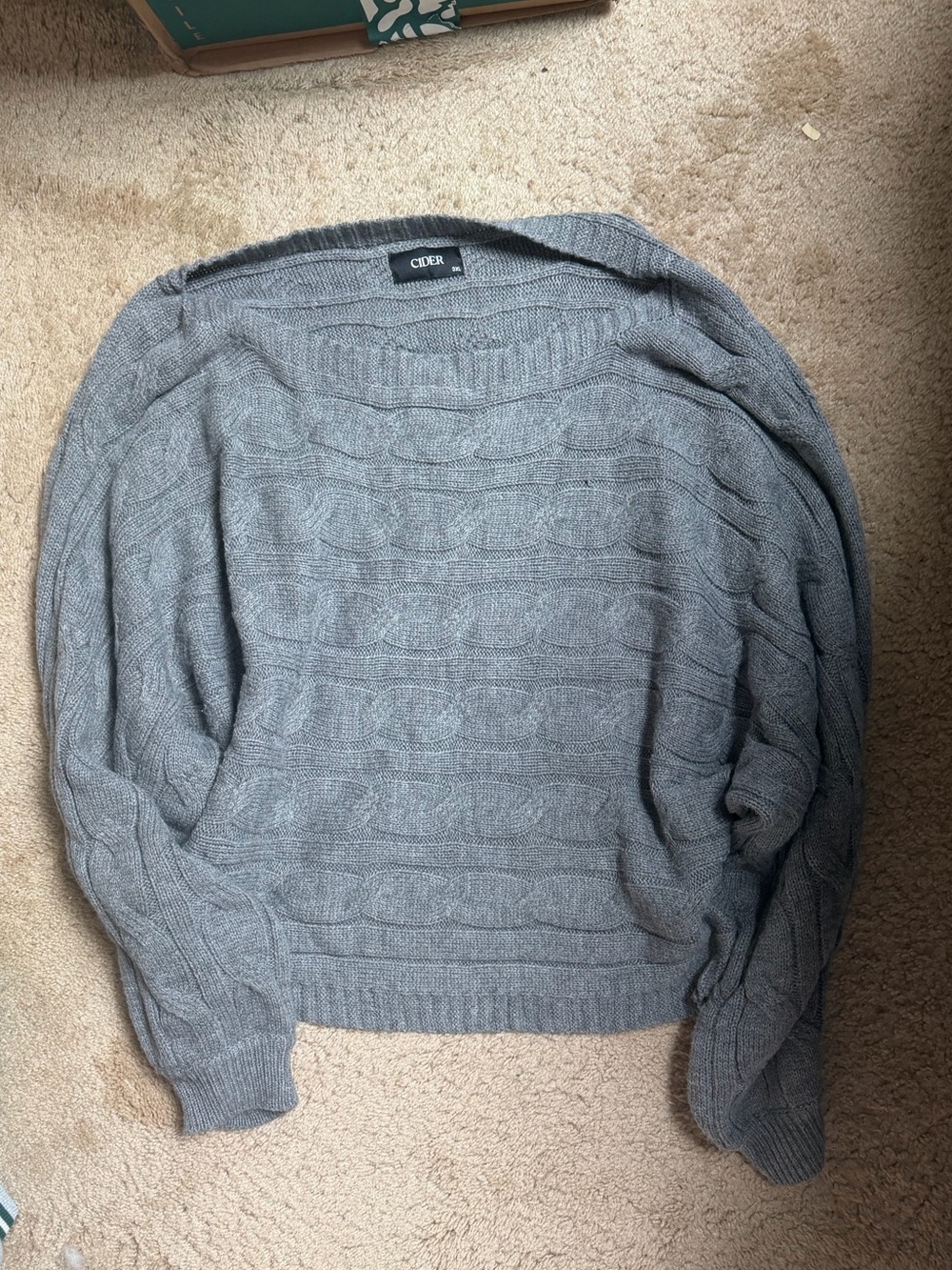 Cider Gray Cable-Knit Crewneck Sweater